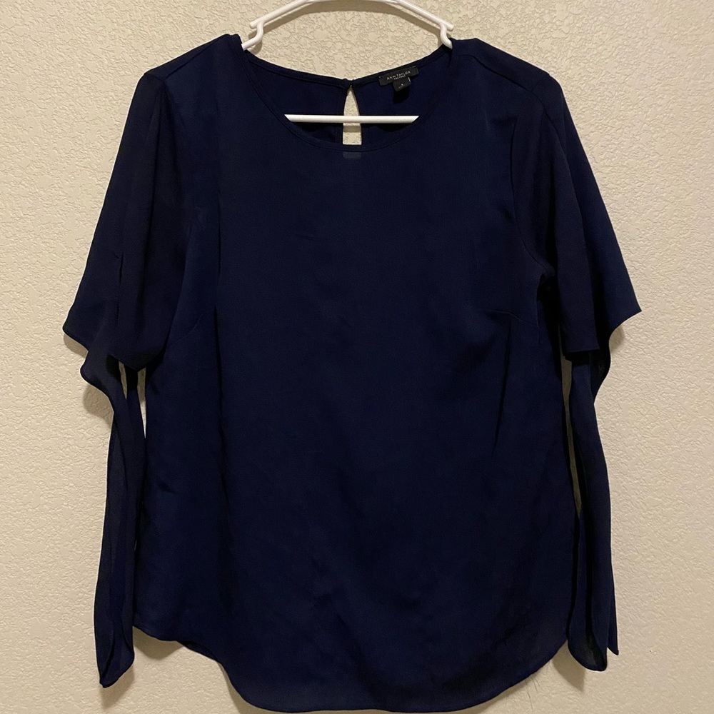 Ann Taylor Dark Blue Blouse Size Small